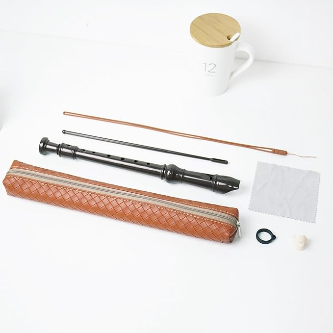 Recorder Instrument for Beginner Adults,8-Hole Soprano Descant Recorder Music Flute with Cleaning Rod & Case Bag For Home Entertainment(6-Woven Brown)