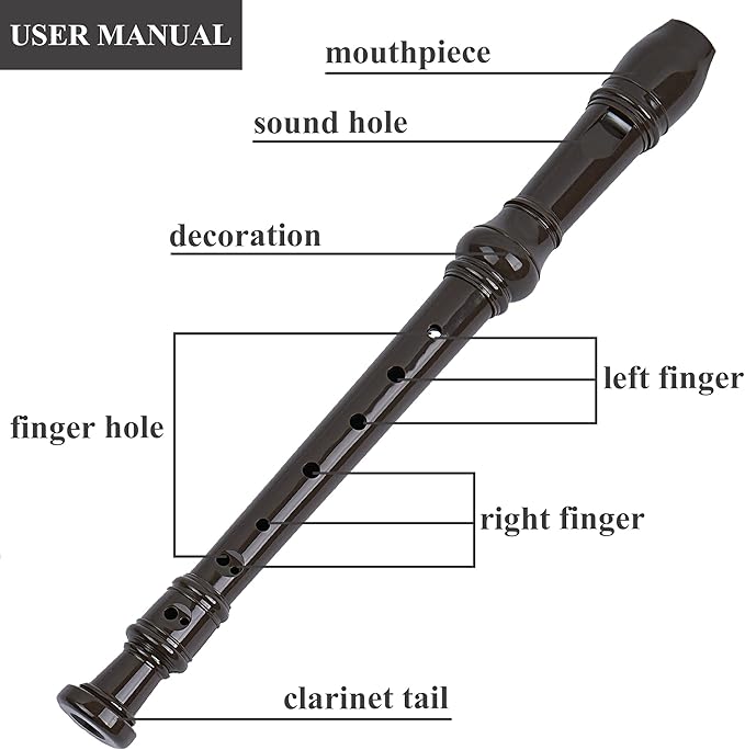 Recorder Instrument for Beginner Adults,8-Hole Soprano Descant Recorder Music Flute with Cleaning Rod & Case Bag For Home Entertainment(6-Woven Brown)